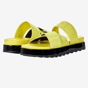 SOREL Roaming Sport Slide in Bolt Black Neon Yellow Green Size 9